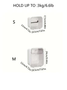 1pc Bathroom Tissue Box Storage Rack Wall Mounted Mobile Phone Holder Sanitary Napkin Organizer - White - View 2