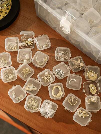 5 件/10 件/20 件/40 件简约透明防氧化珠宝收纳盒，便携式防尘戒指收纳盒，20 件防氧化珠宝袋，PVC 耳环戒指手链项链珠宝收纳袋返校