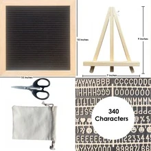信封板,毛氈信封板,10x10英寸可更換信封板與340個白色字母,毛氈留言板,用於嬰兒公告、辦公室裝飾的信封板,附有架子和更多的毛氈信封板,黑色信封板 - 彩色 - 查看 2