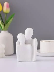 1pc Creative Resin Abstract Lovers Home Decor Figurine For Living Room Bookshelf Decoration - White - View 1