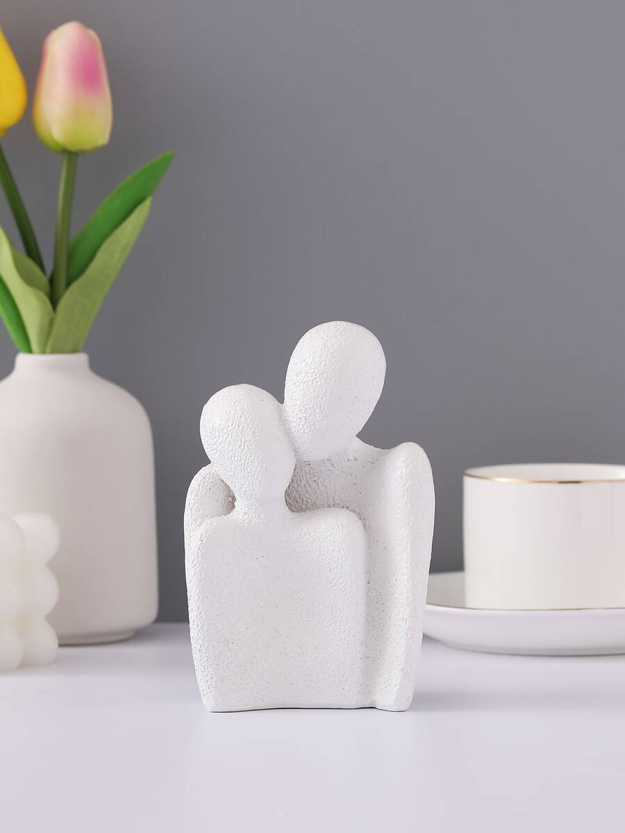 1pc Creative Resin Abstract Lovers Home Decor Figurine For Living Room Bookshelf Decoration - White - View 1