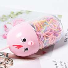 1桶童裝一次性髮圈,女孩和嬰兒用的彈性橡膠筋,黑色,不傷髮