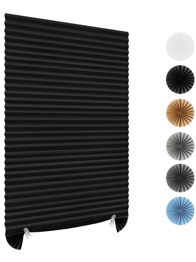 1 Pieza Persiana Temporal Sin Cable De Tela Plegable De Color Sólido, Adecuada Para Sala De Estar, Oficina, Dormitorio, Cocina Y Baño