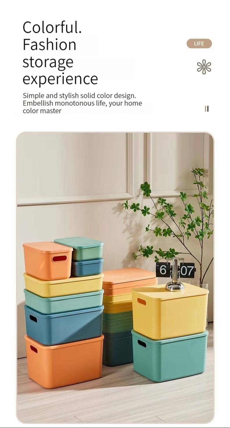 1pc Large white storage box with lid, toy storage box, bedroom clothes