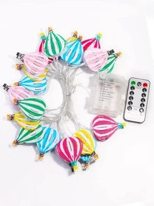 1pc New Hot Air Balloon LED String Light With Remote Control, Christmas Decorative Fairy Light - Multicolor - View 4