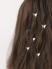 6pcs Silver 3D Butterfly Hair Clip Without Holes Elegant Women's Hair Accessory Claw Clips Hair Claws Hair Barrettes, School Stuff, Hair Accessories, Head Accessories - Silver - View 6