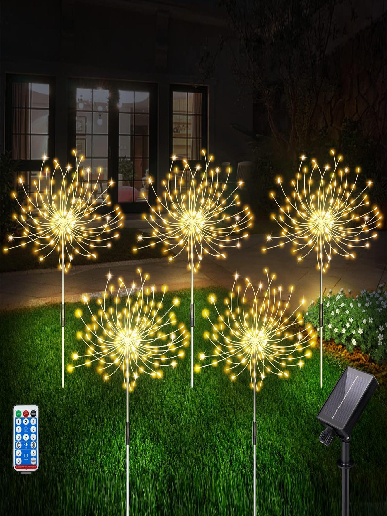1 Paquete De Luces Solares De Fuegos Artificiales Para Exteriores
