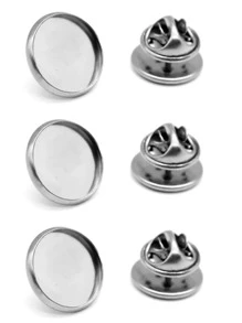 6入組20mm/25mm /30mm不鏽鋼圓盤別針底座,diy珠寶製作配件 - Round - 查看 1
