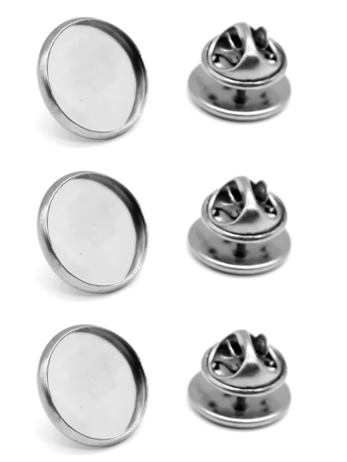 6入組20mm/25mm /30mm不鏽鋼圓盤別針底座,diy珠寶製作配件 - Round - 查看 1