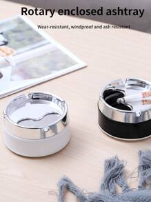 1pc Stainless Steel Home Ashtray - White - View 2