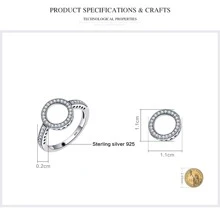 WOSTU 1 pieza 100% Genuino Anillo de Plata de Ley 925 con 2 Colores Zirconia Cúbica Redonda Transparente Eterna para Mujeres, Joyería de Plata Auténtica SCR112
