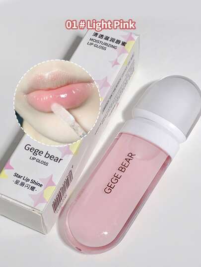 Gege Bear 1 件装水光保湿果冻唇彩，纯色，不粘杯，不油腻，适合日常唇部护理