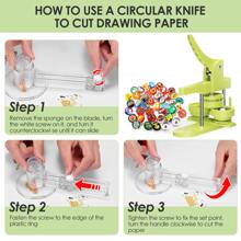 Button Maker Machine Multiple-Sizes - Pin Maker Machine 1.25 Inch+2.25 Inch, Interchangeable Molds Badge Button Press Machine Withs 25mm+32mm+58mm Button Maker Supplies&Circle Cutter - Green - View 9