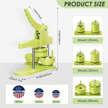 Button Maker Machine Multiple-Sizes - Pin Maker Machine 1.25 Inch+2.25 Inch, Interchangeable Molds Badge Button Press Machine Withs 25mm+32mm+58mm Button Maker Supplies&Circle Cutter - Green - View 5