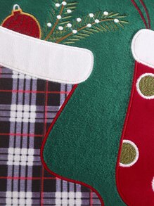1個毛絨印花和刺繡聖誕枕套 - 彩色 - 查看 2