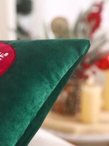 1個毛絨印花和刺繡聖誕枕套 - 彩色 - 查看 4