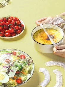 100 Miếng Dùng một lần Đàn hồi Vỏ thực phẩm Với Giữ tươi Phim ảnh , Đa chức năng Mũ tắm Phong cách Giấy gói Đối với Lưu trữ In Tủ lạnh - trắng - Xem 3