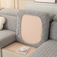 1pc Soft Jacquard Stretch Sofa Slipcover - Light Grey - View 7