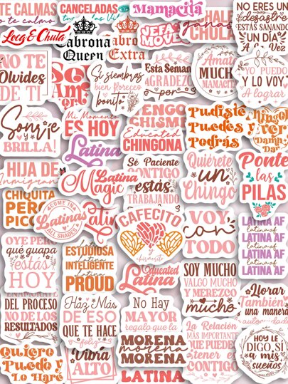 Back To School 48 Pcs Positive Latina Spanish Sayings Stickers DIY Album Diary Collage Mexican Quote Aesthetic Stickers Scrapbooking Material