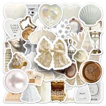 50 张白色 Ins 风格可爱涂鸦图案卡通动漫 Guka 儿童贴纸可爱时尚爱心涂鸦防水贴纸适用于笔记本电脑水瓶滑板手机 - 白色 - 查看 3