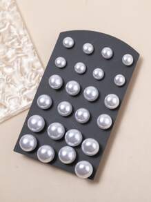 12 cặp Nửa vong Trắng Ngọc trai Giả Bông tai stud Đối với phụ nữ , Qủa tặng - Nhiều màu - Xem 4