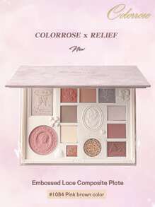 COLORROSE 压纹彩妆盘，哑光和珠光眼影粉盘，显色度高，持久闪亮眼影，质地柔滑轻盈，带镜子、高光和腮红多功能彩妆盘 - 1084粉色茶露 - 查看 11