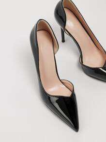 欧美风格侧开叉尖头高跟鞋，低帮工作鞋，女士细高跟鞋 - 黑色 - 查看 3