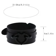 黑色皮革心形手鐲手環手鐲哥特式朋克手臂環時尚手鐲女禮物