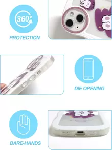 Ốp điện thoại trong suốt in hình thỏ hoạt hình, phiên bản quốc tế, không phải phiên bản nội địa. - Màu tím - Xem 4