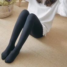 200g女士秋冬弹力细裤袜柔软保暖高腰修身纯色尼龙加厚加绒 - 黑色 - 查看 6