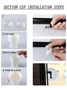 1入組遮陽卷簾窗簾遮光窗簾吸盤免打孔收縮式窗口廚房卷簾用於臥室 - 黑色 - 查看 9