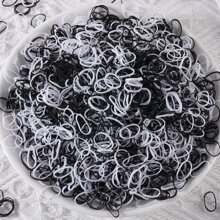 500Pcs Girls Colorful Mini Disposable Rubber Band Hair Ties Suitable For Daily Use - Black and White - View 2