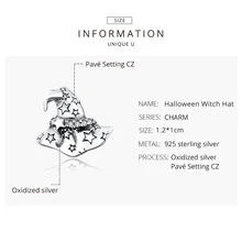 WOSTU 925純銀萬聖節系列帽銀原始吊墜適用於DIY首飾類女性女孩禮品