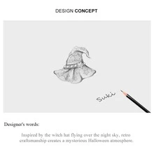 WOSTU 925純銀萬聖節系列帽銀原始吊墜適用於DIY首飾類女性女孩禮品