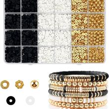 24 Grid Bracelet Set Girls' Clay Beaded Bracelet Making Set Beads White Clay Beads Set Bracelet Made from Gold Beads Set Beads for Jewelry Making - Multicolor - View 1