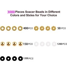 24 Grid Bracelet Set Girls' Clay Beaded Bracelet Making Set Beads White Clay Beads Set Bracelet Made from Gold Beads Set Beads for Jewelry Making - Multicolor - View 3