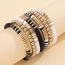 24 Grid Bracelet Set Girls' Clay Beaded Bracelet Making Set Beads White Clay Beads Set Bracelet Made from Gold Beads Set Beads for Jewelry Making - Multicolor - View 2