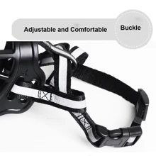 1 件可調式狗槍口咀嚼面罩透氣狗嘴槍口耐用堅固籃子防咬寵物槍口狗用品 - 黑色 - 查看 5