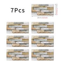 7pcs 3d Vinyl Self Adhesive Wall Tile Sticker With Imitation Stone Effect, Home Decor For Kitchen, Bathroom 5.5x11 Inches - Multicolor - View 3