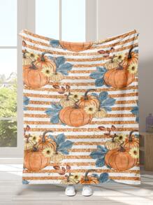 Halloween Pumpkin Pattern Flannel Fleece Blanket, Soft And Comfortable – 1pc - Pumpkins - View 1