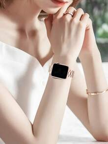 1 件男女通用玫瑰金金屬 3 帶保護殼兼容 Apple Watch 錶殼 40 毫米/41 毫米/44 毫米/45 毫米;兼容 Apple Watch Series Se/8/7/6/5/4 錶帶和錶殼組合 - 玫瑰金 - 查看 5