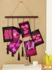 50張粉紅霓虹審美照片牆拼貼套件,美學海報適用於宿舍照片裝飾,男女士牆藝術印刷品,海報收藏,青少年臥室裝飾,明信片 - 紫色 - 查看 3