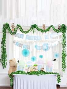 12/24入組人工綠色植物鏈牆掛葉子，適用於家居，花園，婚禮，常春藤花環裝飾花圈，假常春藤房間，臥室掛牆裝飾背景，森林主題派對，婚禮裝飾 - 綠色 - 查看 3