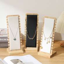 1pc Bamboo & Wood Jewelry Display Stand For Necklaces, Bracelets, Pendants, Ideal For Live Streaming Room, Jewelry Counter, Dressing Table Decoration - Black - View 1