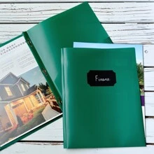 Youngever 6 Pack Heavy Duty Plastic Two Pocket Folders with 3 Prongs, Metal Prongs Fastener, Heavy Duty Plastic 2 Pocket Folder - Green