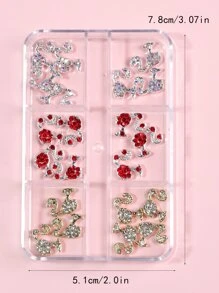 30 件/盒 6 格混色合金美甲装饰 DIY 指甲饰品 指甲宝石 美甲用品 - 彩色 - 查看 3