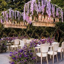12 包紫藤掛花 3.7 英尺人造花假紫藤藤懸掛花環絲花串適合婚禮派對家居綠化牆壁裝飾（紫色） - 紫色 - 查看 6