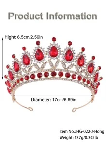 1 件女士奢华合金水晶皇冠，适合派对、生日、婚礼、拍照 - 金色 - 查看 2