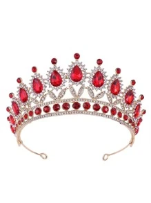 1 件女士奢华合金水晶皇冠，适合派对、生日、婚礼、拍照 - 金色 - 查看 4