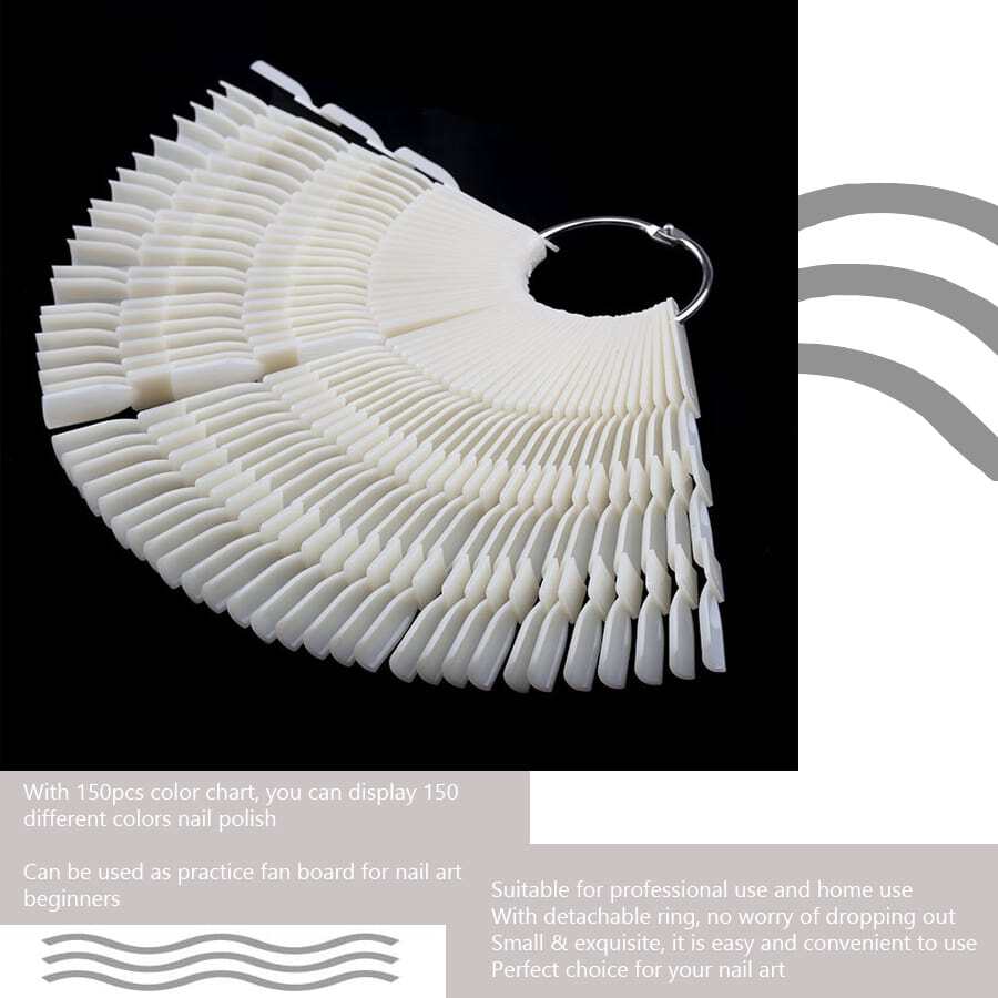 150 Tips Clear FanShaped Swatch Sticks For Nail Art Display, Practice